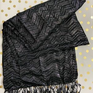 Black and Silver Metallic Chevron Design Scarf